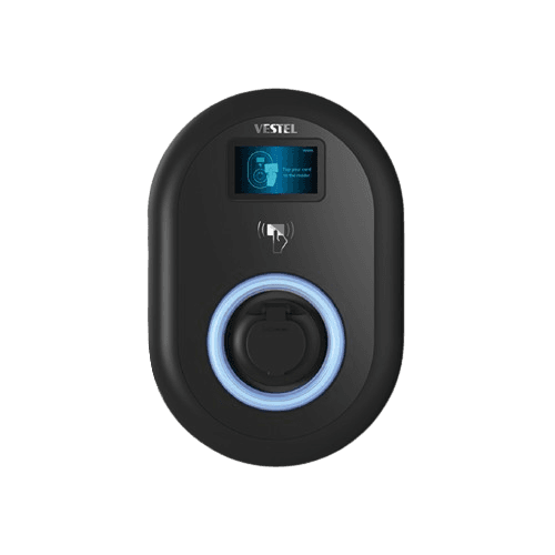 Wallbox Vestel s monitoringem DC proudů, vestavěným elektroměrem MID, Wi-Fi, LTE, RFID čtečkou, displejem a výstupem se zásuvkou