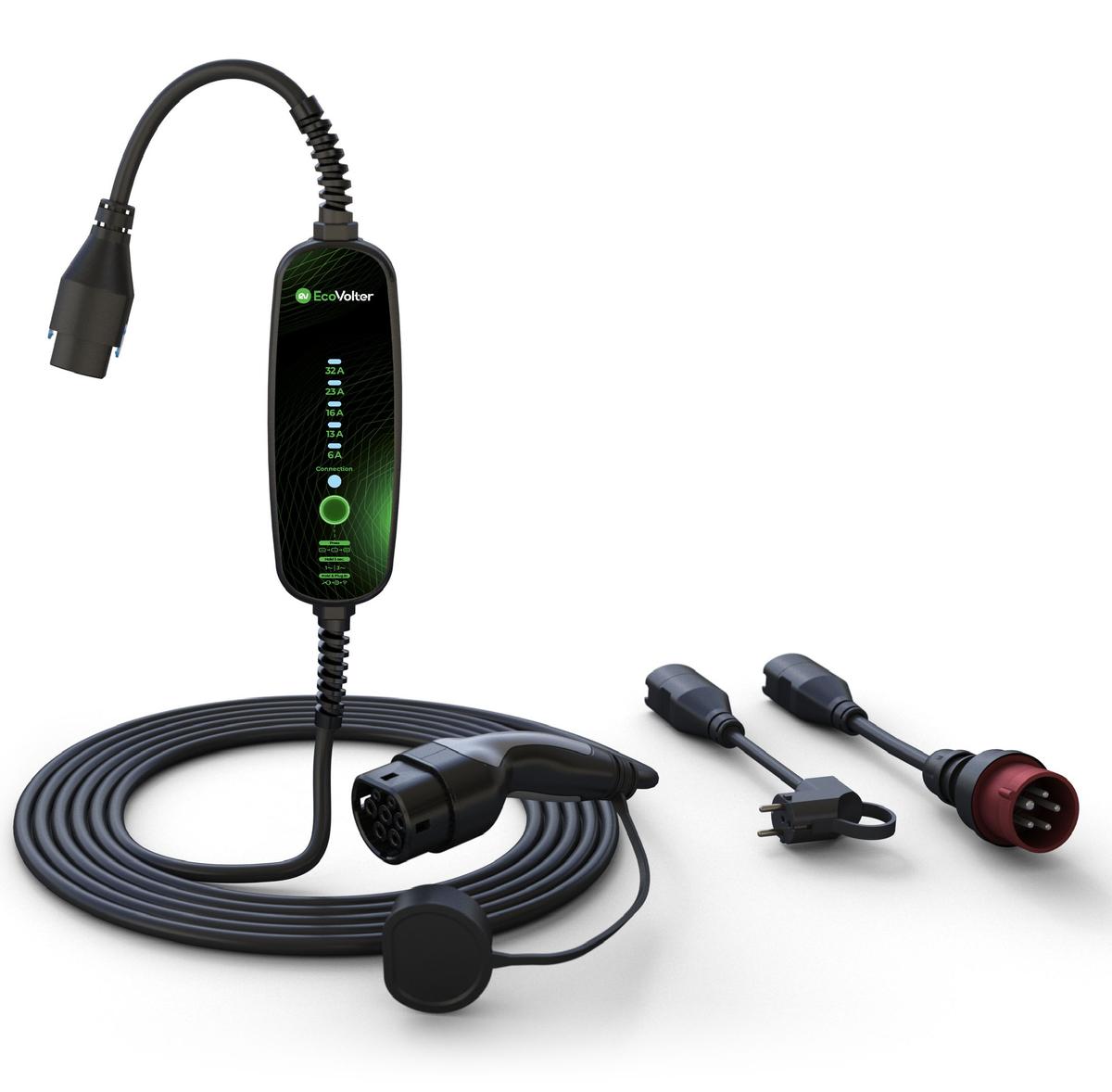 Mobilní nabíjecí stanice EcoVolter PRO II - 10 m (Offline) + adaptéry CEE 5P/16 A, CEE 5P/32 A, schuko 230 V